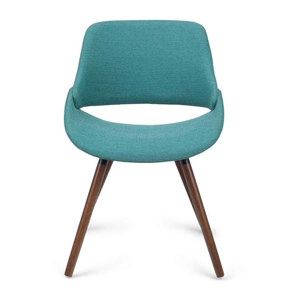 Turquoise Blue Upholstered Bentwood Side Chair in Mid Century Style