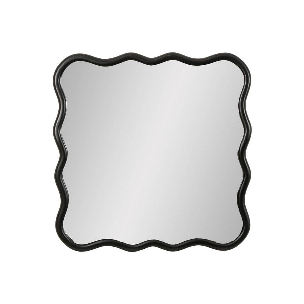 36 in. W x 36 in. H Wavy Square Framed Black Mirror Vanity Mirror Wall Deco