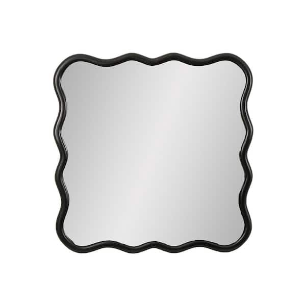 Unbranded 36 in. W x 36 in. H Wavy Square Framed Black Mirror Vanity Mirror Wall Decor