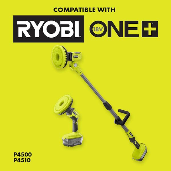 Ryobi One+ 18V Cordless Telescoping Power Scrubber (Tool Only) with 6 in. Sponge Hook and Loop Kit