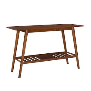 Breville 47 in. Walnut Rectangle Wood Console Table with Shelf