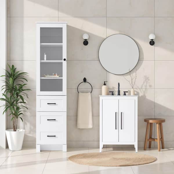 TIMELESS HOME 16 in. W x 18 in. D x 65 in. H White Freestanding