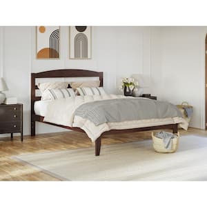 Warren 53-1/2 in. W Walnut Full Solid Wood Frame with Attachable USB Device Charger Platform Bed