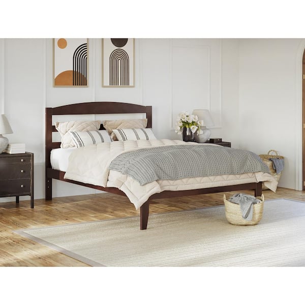 AFI Warren 53-1/2 in. W Walnut Full Solid Wood Frame with Attachable USB Device Charger Platform Bed