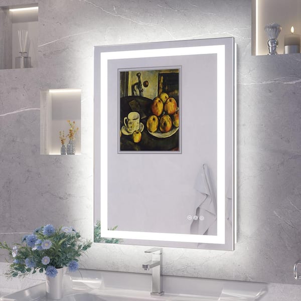 24 in. W x 32 in. H Rectangular Frameless with Frontlit & Backlit Anti-Fog LED Mirro Wall Mount Bathroom Vanity Mirror