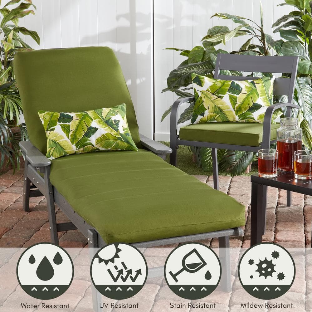 Palm Leaves White Rectangular Outdoor Throw Pillow Set