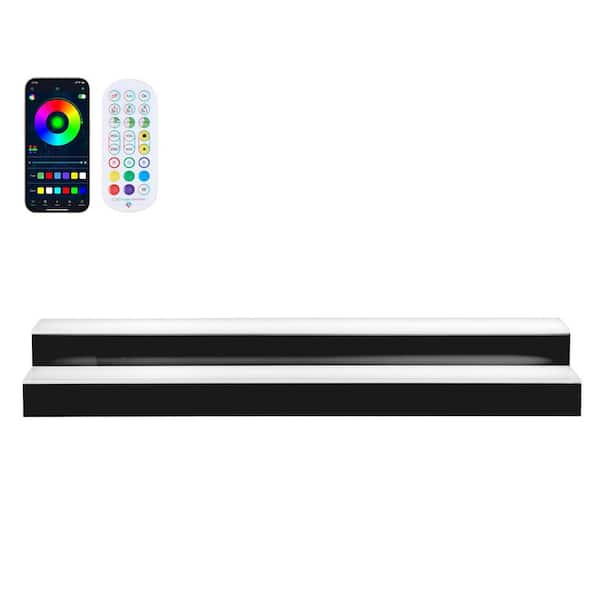 LED Lighted Liquor Bottle Display, 3.9 in. H x 7.9 in. W, 20-Bottles Black and White Acrylic Bar Display with RF Remote