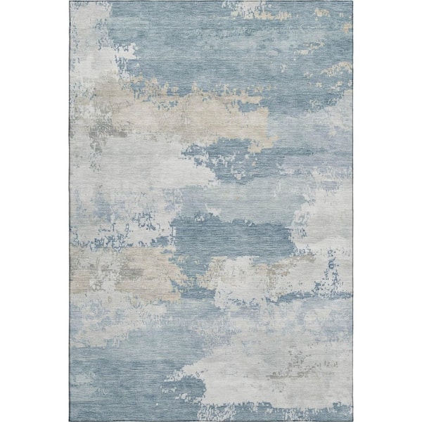 Mayfield Premium Machine Washable Abstract AMF2372 Sky 9 ft. x 12 ft. Area Rug