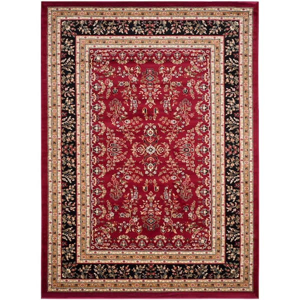 Lyndhurst 11 ft. x 15 ft. Red/Black Border Antique Floral Area Rug