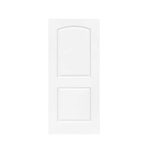 CALHOME 30 in. x 80 in. 2-Panel White Primed Composite MDF Hollow Core Round Top Interior Door Slab for Pocket Door