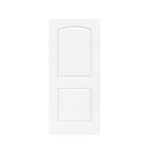 30 in. x 80 in. 2-Panel Hollow Core White Stained Composite MDF Round Top Interior Door Slab for Pocket Door