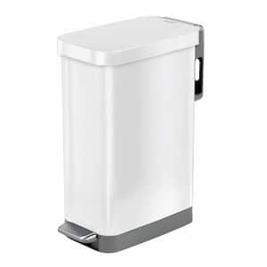 12 Gal. Slim All White Stainless Steel Step-On Trash Can