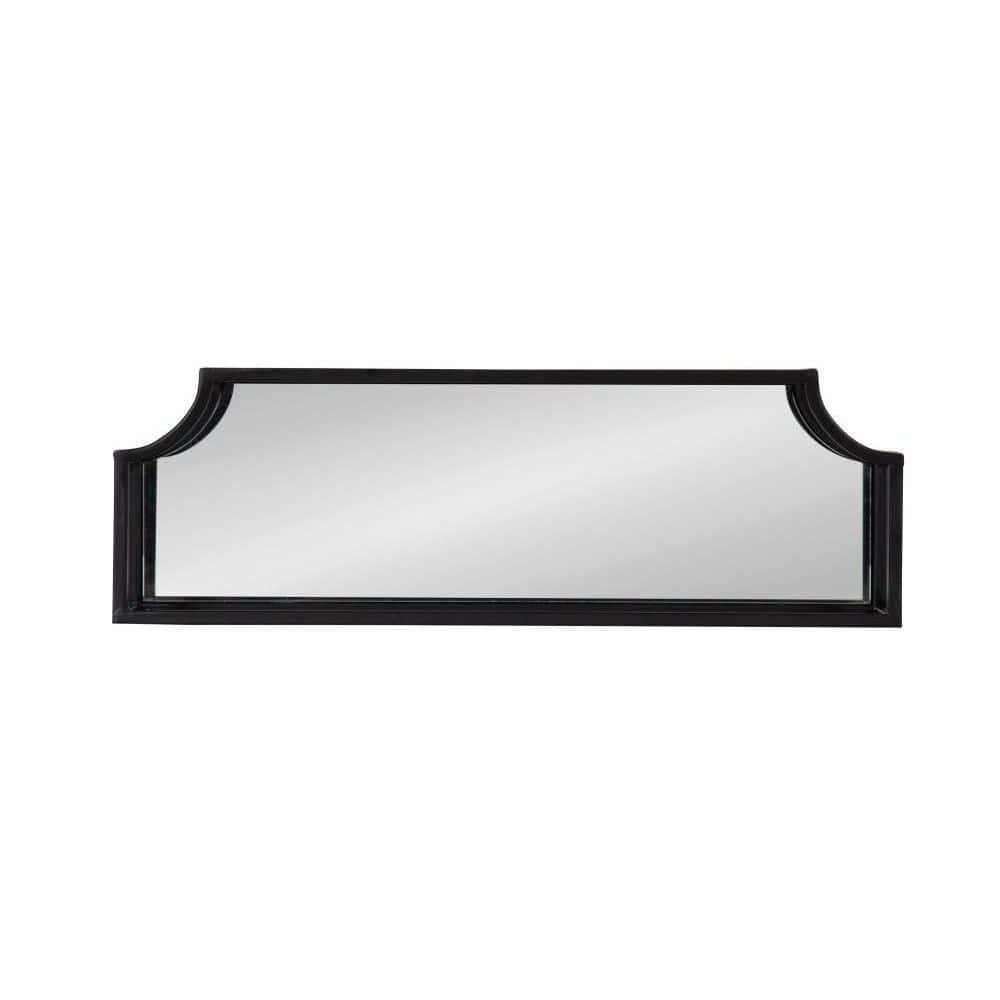 Ciel Modern Black Glass Floating Shelves with Scalloped Frame