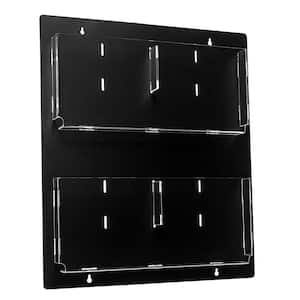 51 in. x 10 in. Black with Clear Acrylic Wall Mounted Hanging Brochure Magazine Rack (2-Pack)