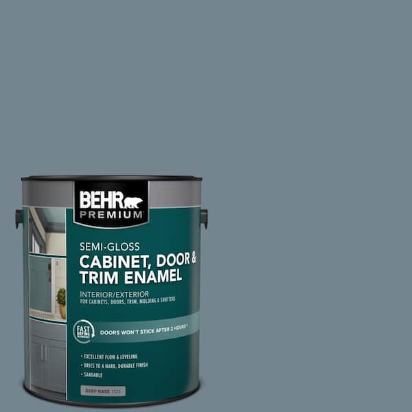 BEHR PREMIUM 1 gal. #N480-5 Adirondack Blue Semi-Gloss Enamel Interior/Exterior Cabinet, Door & Trim Paint