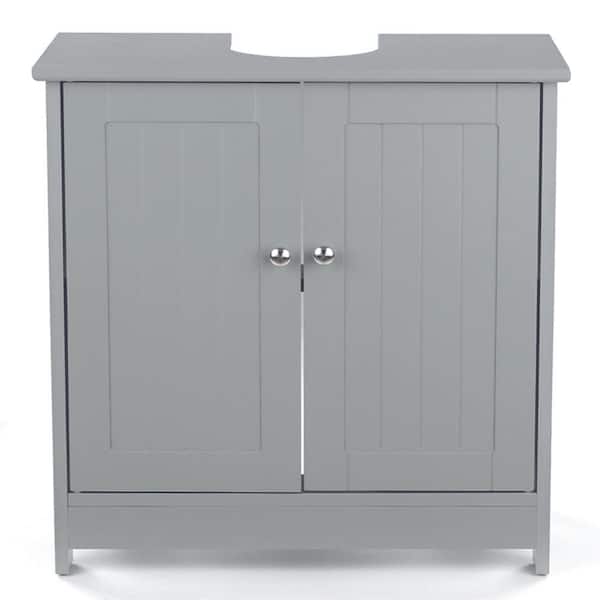 Unbranded 23.6 in. W x 11.4 in. D x 23.6 in. H Gray Sink Storage Linen Cabinet with Doors for Bathroom