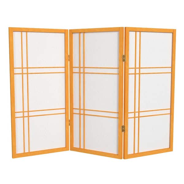 Oriental Furniture 3 ft. Short Double Cross Shoji Screen - Honey - 3 Panels