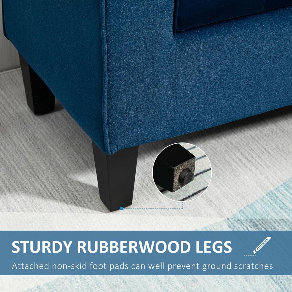 Elegant Blue Velvet Button-Tufted Ottoman Bench with Storage and Rolled Armrests