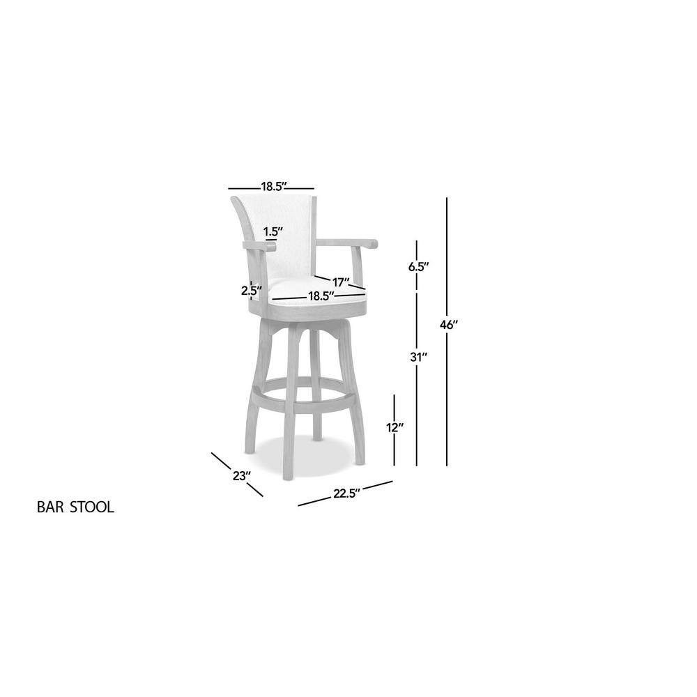 Williams 31" Vintage Brown Faux Leather Swivel Bar Stool with Armrests
