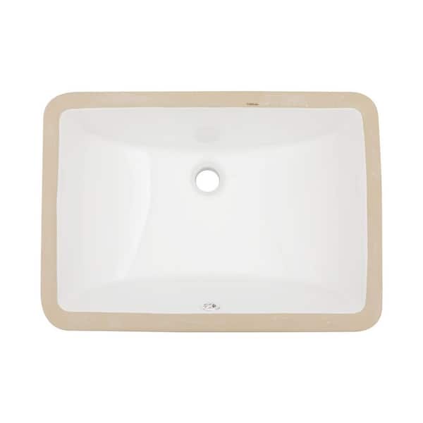 LORDEAR 19.7 in. Undermount Rectangle Porcelain Vanity Bathroom Sink in White Creamic with Overflow