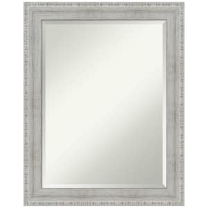 Rustic White Wash 22.5 in. x 28.5 in. Beveled Rectangle Wood Framed Bathroom Wall Mirror in White