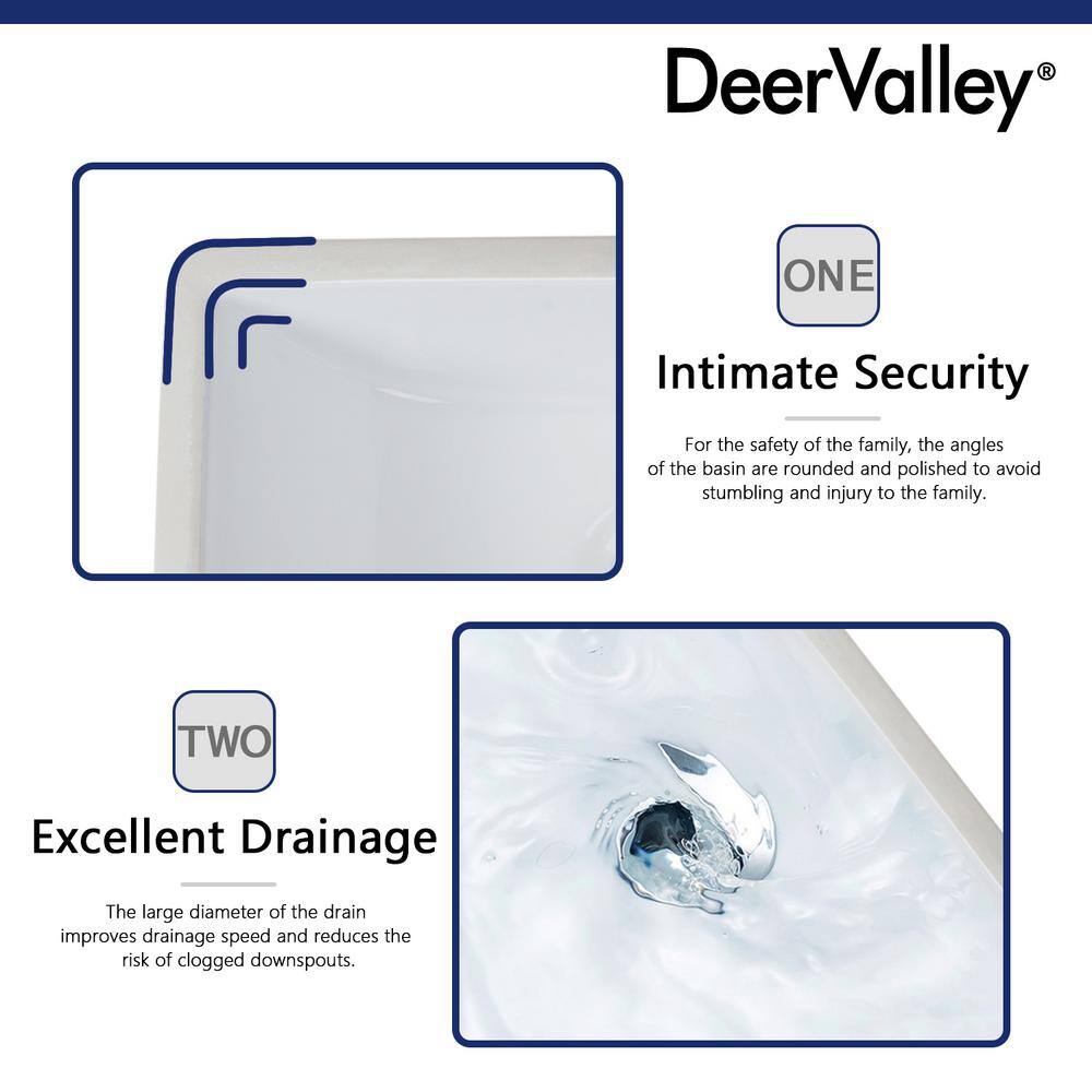 White Ceramic Rectangular Undermount Bathroom Sink with Overflow