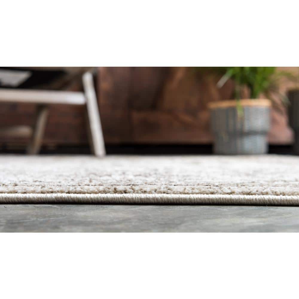 Ivory Brown Stain-Resistant Rectangular Synthetic Rug 9' x 12'