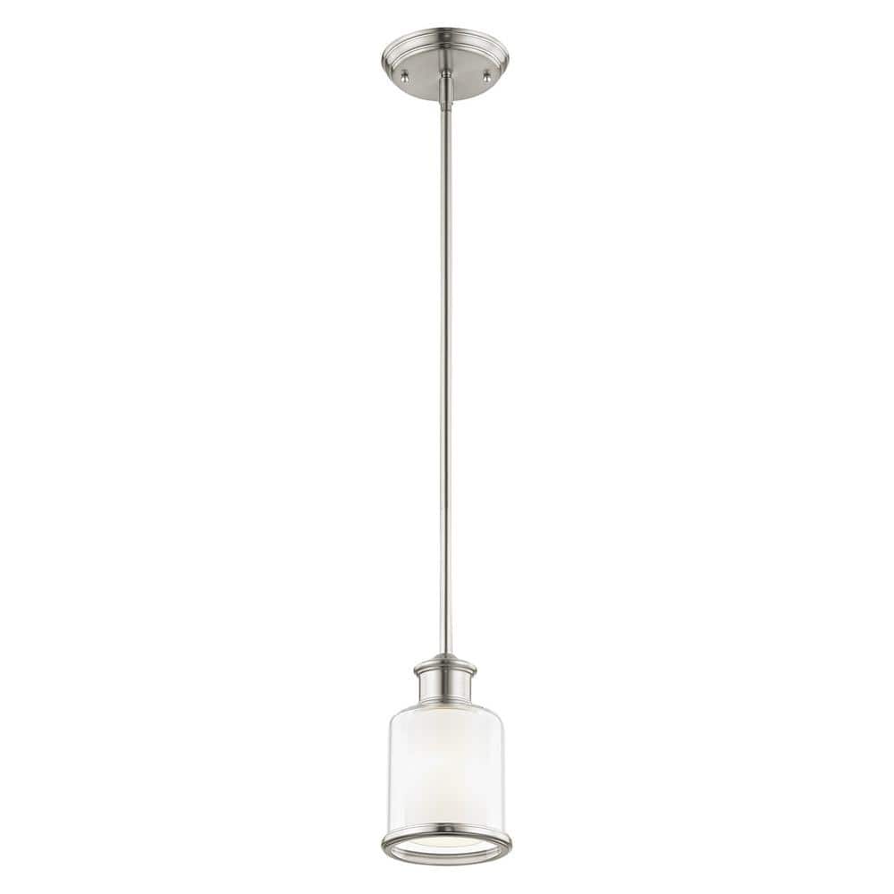 Elegant Brushed Nickel Mini Pendant with Double-Shaded Handcrafted Glass