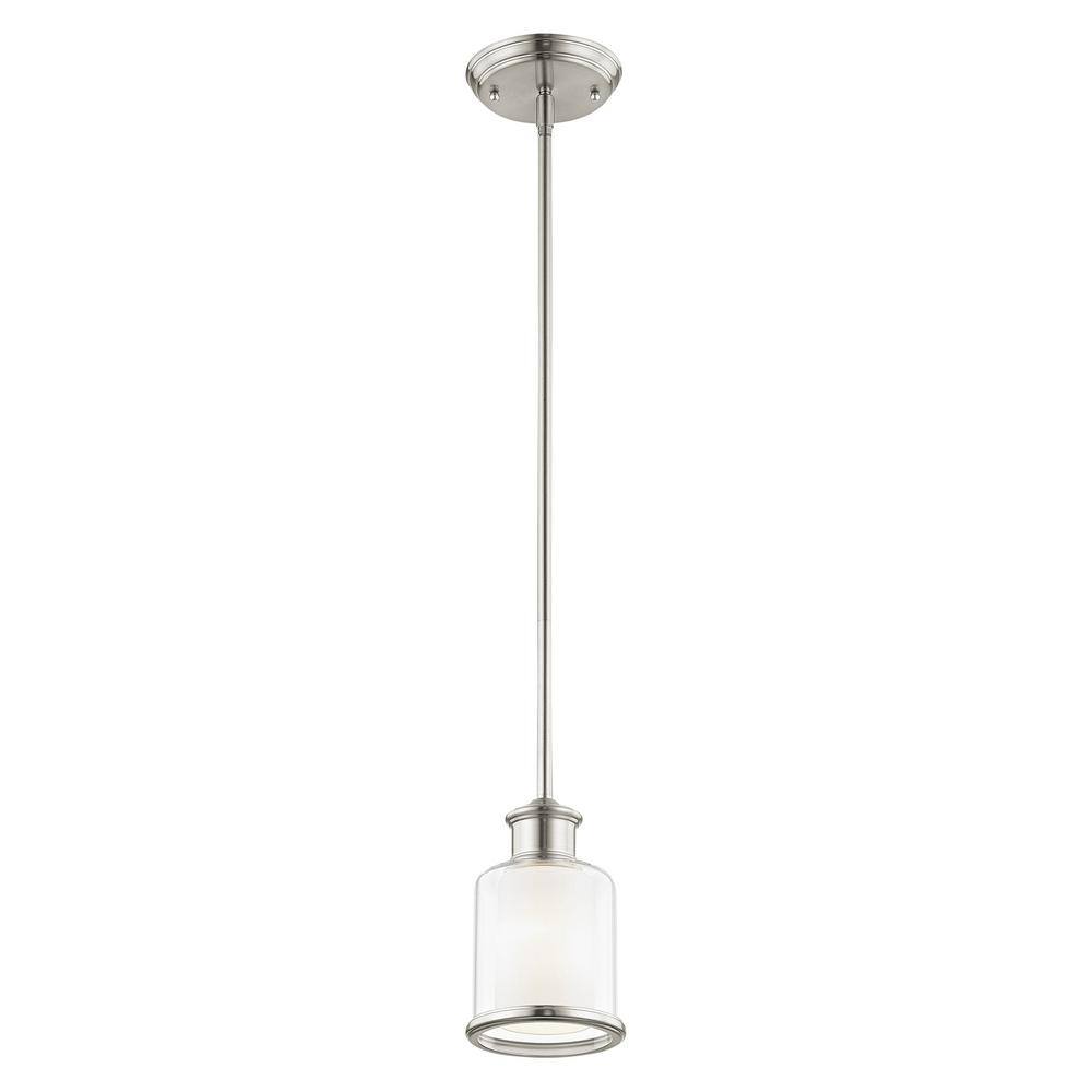 Elegant Brushed Nickel Mini Pendant with Double-Shaded Handcrafted Glass