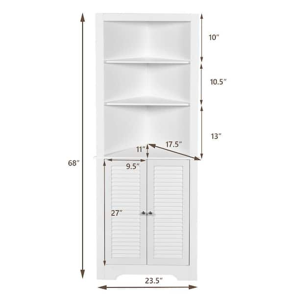 Toilet Bathroom Corner Cabinet White Wood Floor Storage Shelf Organize –  UMBUZÖ