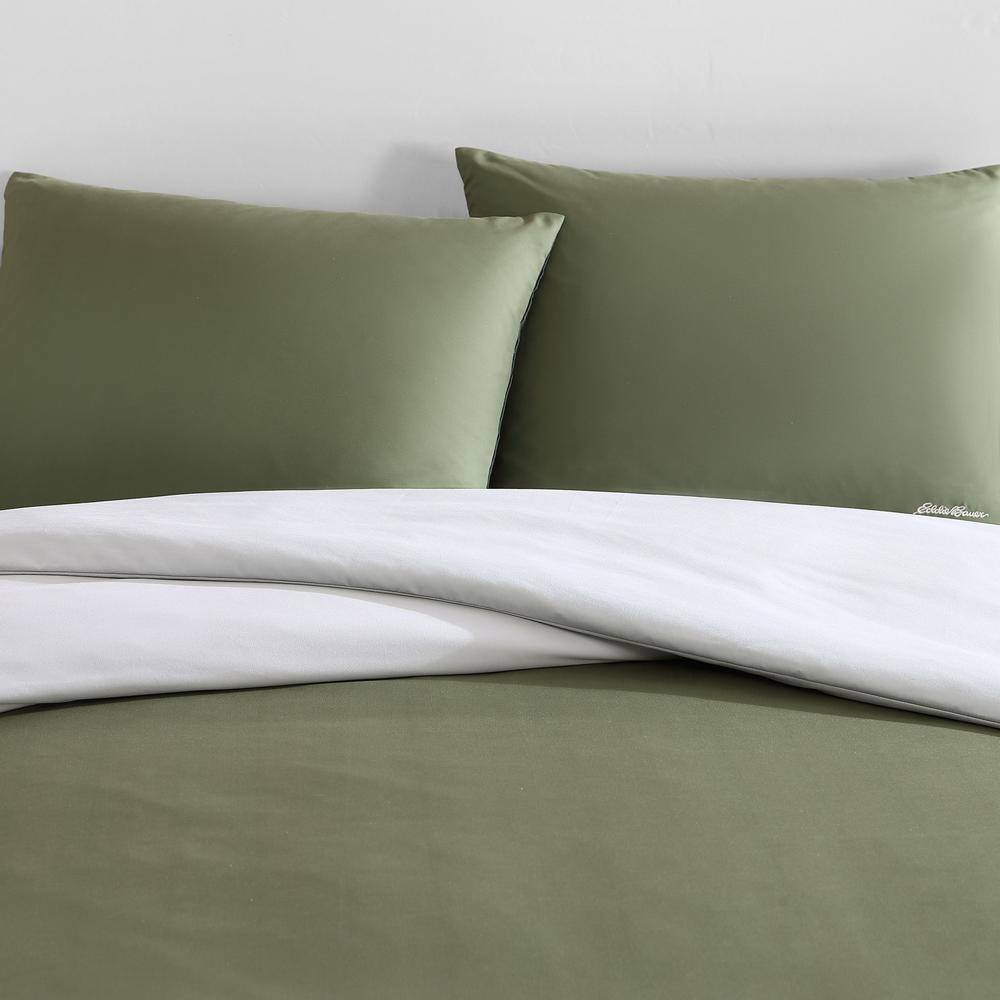 Skyline Green and Gray Reversible Microfiber Twin Duvet Set