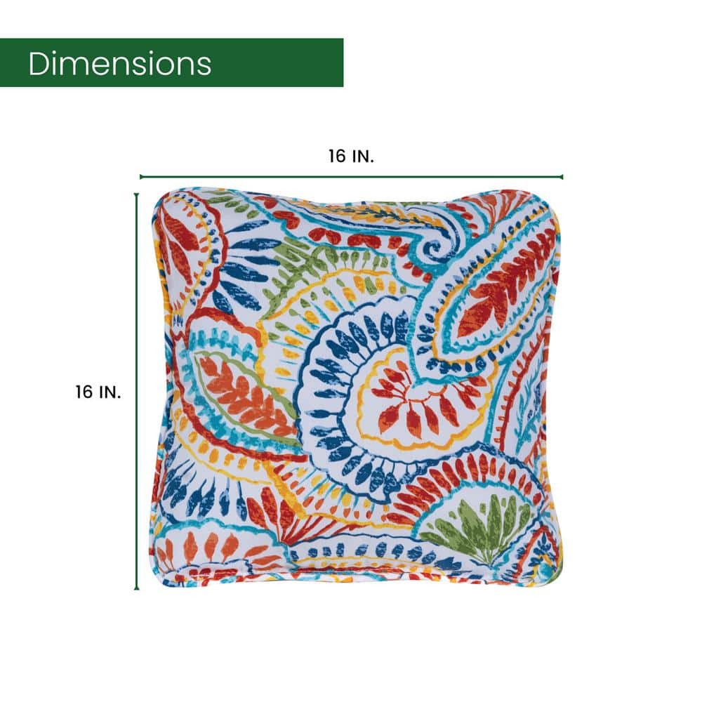 Colorful Paisley Indoor/Outdoor Square Throw Pillow Set