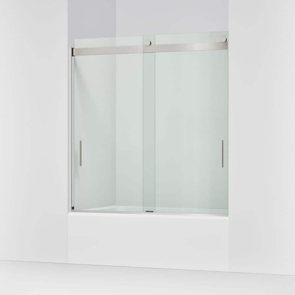 KOHLER Levity 56-60 in. W x 62 in. H Semi-Frameless Sliding Tub