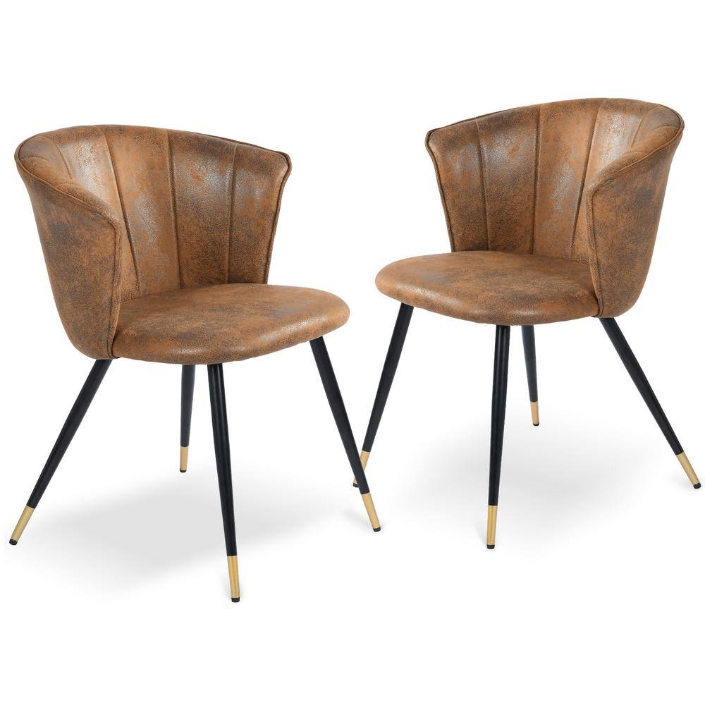 Homy Casa Doncic Brown Fabric Upholstered Side Dining Chairs (Set of 2