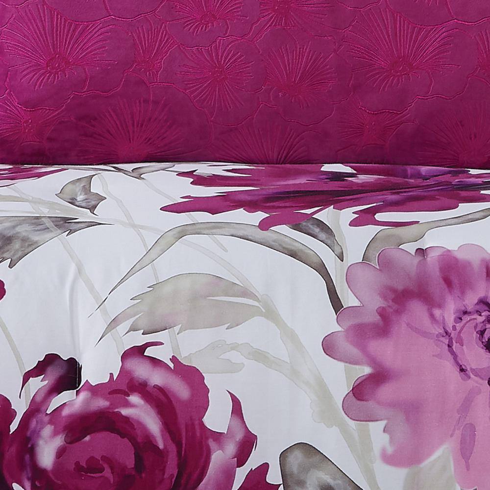 King White Cotton Reversible Floral Bedspread Set