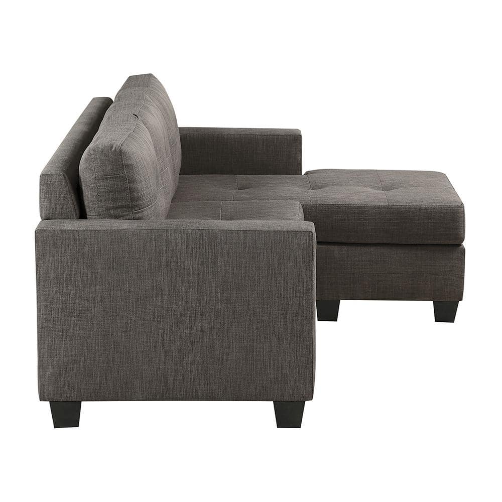 Contemporary Phelps 78'' Brown Reversible Sofa Chaise