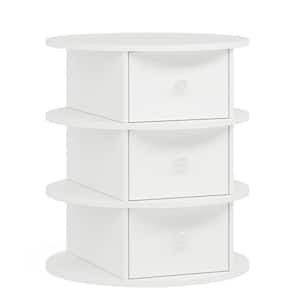 Fenley 3-Drawer White Round Wood Nightstand with Storage, Modern Bedside Table for Bedroom, Living Room