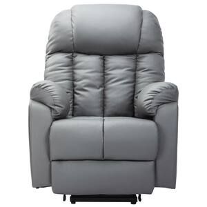 Gray Faux Leather Electric Power Lift Recliner Sofa Chair with Adjustable Head Rest for Elderly