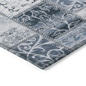 Denim Blue 2 ft. x 3 ft. Woven Plaid Rectangle Indoor/Outdoor Area Rug