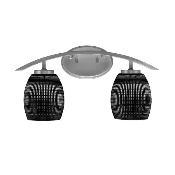Unbranded Siena 18.25 in. 2-Light Vanity Light Graphite with Black Matrix Glass Shades