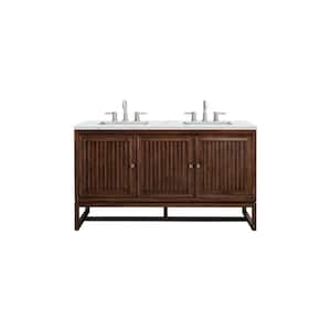 Athens 60 in. W x 23.5 in. D x 34.5 in. H Bathroom Vanity in Mid Century Acacia with Ethereal Noctis Quartz Top