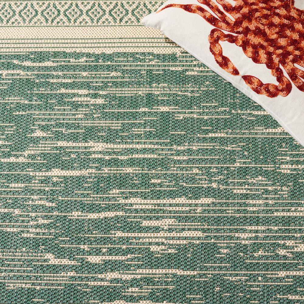 Safavieh Dark Green and Beige Rectangular Synthetic Outdoor Rug