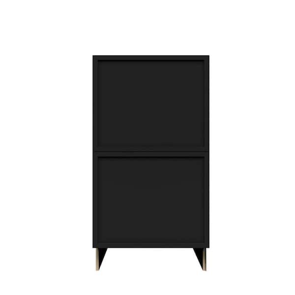 LIFEART CABINETRY Slim Shaker Assembled 15 in. W x 34.5 in. H x 24 in. D 2-Drawer Kitchen Cabinet in Black