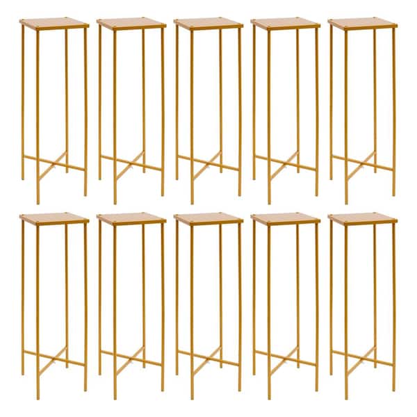 YIYIBYUS 10 Pieces 29.9 in. x 9 in. x 9 in. Gold Outdoor Metal Steel Plant Stand Wedding Flower Display Stand Wedding Decor