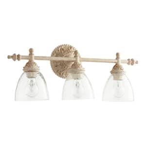Traditional 24 in. W 3-Lights Persian White Vanity Light with Clear Seeded Glass
