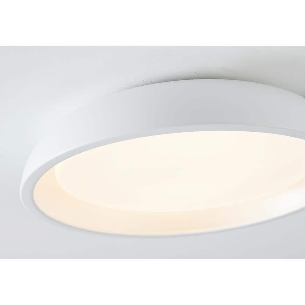 16" White Crystal LED Flush Mount Light with Brushed Nickel Frame