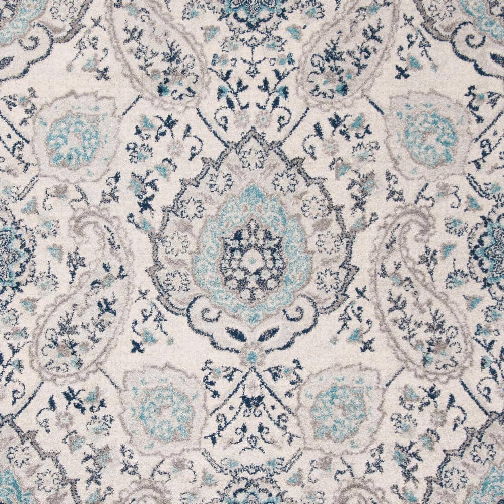 Round 79" Gray Cotton and Synthetic Easy Care Rug