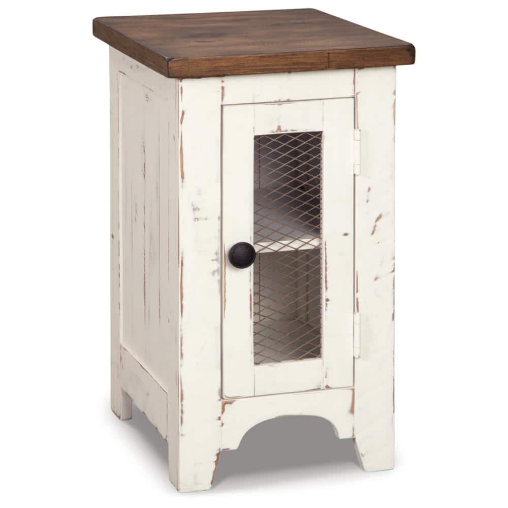 Modern Farmhouse Two-Tone Chairside Table with Storage