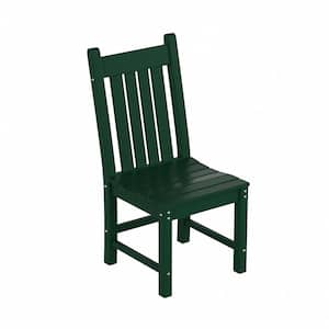 Hayes HDPE Plastic All Weather Outdoor Patio Armless Slat Back Dining Side Chair in Dark Green