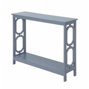 Omega 40 in. Gray Standard Rectangle Wood Console Table with Shelves